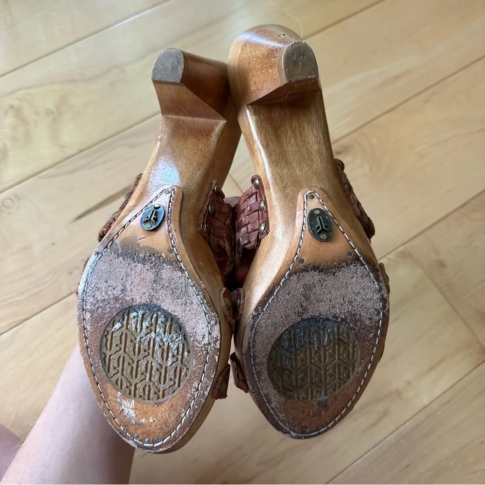 Frye Wooden Slip-on Leather Heels - Picture 3 of 6